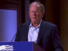 The audience erupted in laughter after former U.S. President George W. Bush's slip-up.