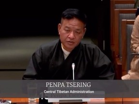 Sikyong Penpa Tsering testifies before the Canadian House of Commons Standing Committee on Foreign Affairs and International Development on Thursday, 5 May 2022.