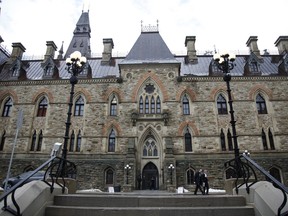 The West Block building of Parliament Hill, the temporary home to the House of Commons, stands in Ottawa, Ontario.