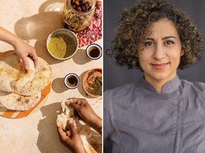 Arab bread, left, and chef Reem Assil, author of Arabiyya