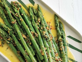 Orange and mustard marinated asparagus from Snacks for Dinner