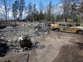 Ein durch Feuer zerstörtes Eigentum, registriert beim Massenmörder von Nova Scotia in Portapique, NS, 8. Mai 2020.