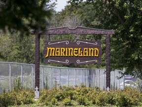 A sign for Marineland is shown in Niagara Falls, Ont., Monday, August 14, 2017.THE CANADIAN PRESS/Tara Walton