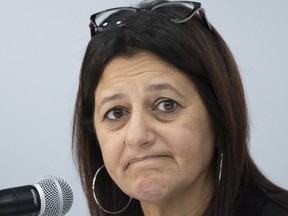 Coroner Géhane Kamel comments on her report on the death of Joyce Echaquan, during a news conference in Trois-Rivières, Que., Tuesday, Oct. 5, 2021.