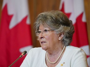 Former Supreme Court Justice Louise Arbour releases the final report of the Independent External Comprehensive Review into Sexual Misconduct and Sexual Harassment in the Department of National Defence and the Canadian Armed Forces in Ottawa on Monday, May 30, 2022. Also in attendance are Minister of National Defence, Anita Anand, Chief of the Defence Staff, General Wayne Eyre, and Deputy Minister of National Defence, Bill Matthews.