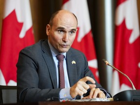 Jean-Yves Duclos speaks during a press conference in Ottawa on Wednesday, May 11, 2022. The health minister&ampnbsp; is pledging to rouse support from his international colleagues for Ukraine's besieged health system.THE CANADIAN PRESS/Sean Kilpatrick