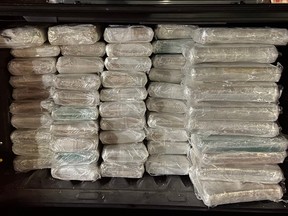 Bricks of cocaine allegedly found in the cab of a tractor trailer with two Canadian truck drivers on board. / CREDIT: Arizona Department of Public Safety
