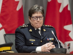 RCMP Commissioner Brenda Lucki is seen during a news conference in Ottawa, Monday, April 20, 2020. THE CANADIAN PRESS/Adrian Wyld