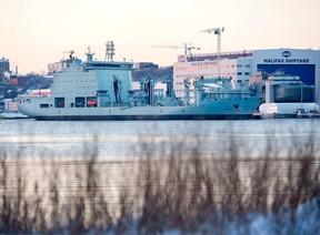 MV Asterix, the Royal Canadian Navy’s only resupply ship. It does the job, but we’re not allowed to sail it into war zones.