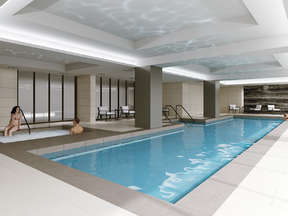 Zu den Annehmlichkeiten zählen ein Fitnesscenter mit Innenpool, Sauna, Whirlpool und Yogaraum.