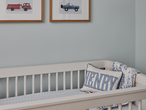 Home tour: Classic coastal in the city - alberta news headlines The nursery is blue and white and traditionally styled.