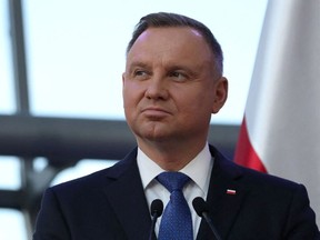 Polish President Andrzej Duda attends a news conference in Warsaw, Poland, June 2, 2022.