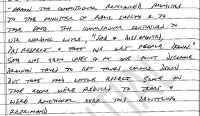 Excerpt of notes by Nova Scotia RCMP Superintendent Darren Campbell describing Lucki saying she had “promised” Public Safety Minister Bill Blair to push for public release of the firearms used in the massacre. Campbell also describes some in the room being “reduced to tears” by Lucki’s “belittling reprimand.”