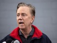 FILE: CT Governor Ned Lamont (D-CT) speaks at a Covid-19 community vaccination clinic on Mar. 14, 2021 in Stamford, Conn. /