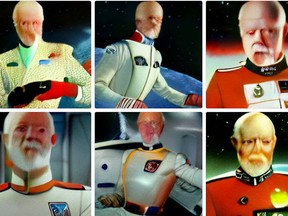 A series of images generated by an artificial intelligence engine using only the prompt "Don Cherry in space."