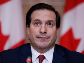 Public Safety Marco Mendicino is seen on Feb. 15, 2022, the day after it was announced the government was invoking the Emergencies Act to deal with the Freedom Convoy protest in Ottawa. A parliamentary committee is now holding an inquiry into the use of the act.