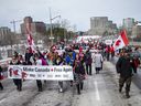   Gruppe von „Freedom Convoy“-Demonstranten in Ottawa im März 2022.