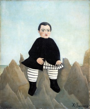 “Boy on the Rocks” is by Henri Rousseau. Neither this nor the other works depicted here are necessarily in the Artle game.