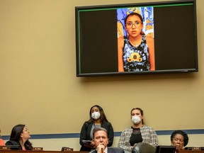 Eleven-year-old Miah Cerrillo, a survivor of the Ulvade, Texas, mass school shooting, in a pre-taped hearing before the U.S. Congress