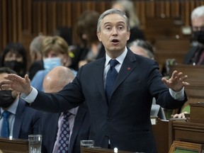 Innovation, Science and Industry Minister Francois-Philippe Champagne rises during Question Period, Thursday, June 2, 2022 in Ottawa.&ampnbsp;The federal Liberals plan to introduce privacy legislation today to give Canadians more control over their personal data and introduce new rules for the use of artificial intelligence.