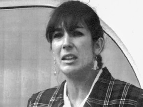 FILE - Ghislaine Maxwell, daughter of late British publisher Robert Maxwell, reads a statement expressing her family's gratitude to Spanish authorities after recovery of his body, in Nov. 7, 1991, in Tenerife, Spain. Maxwell should spend at least 30 years in prison for her role in the sexual abuse of teenage girls over a 10-year period by her onetime boyfriend, financier Jeffrey Epstein, prosecutors said Wednesday, June 23, 2022, in written arguments.