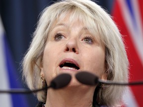 Provincial health officer Dr. Bonnie Henry talks in the press theatre at the legislature in Victoria, B.C., on Thursday, March 10, 2022.