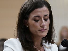 Cassidy Hutchinson, former aide to Trump White House chief of staff Mark Meadows, testifies as the House select committee investigating the Jan. 6 attack on the U.S. Capitol holds a hearing at the Capitol in Washington, Tuesday, June 28, 2022.