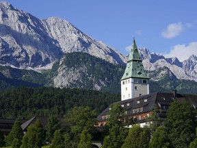 A view of the secluded Schloss Elmau luxury hotel in Elmau, Germany, Sunday, June 26, 2022, where President Joe Biden and the other leaders of the Group of Seven, G-7, leading economic powers will attend their annual summit.