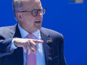 Australia's Prime Minister Anthony Albanese arrives for the NATO summit in Madrid, Spain, on Wednesday, June 29, 2022. North Atlantic Treaty Organization heads of state will meet for a NATO summit in Madrid from Tuesday through Thursday.