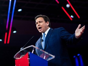 Florida Gov. Ron DeSantis (R) speaks during the first day of the Conservative Political Action Conference on Feb. 24, 2022, in Orlando.