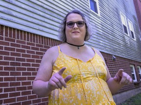 Charlotte Landry, a transgender woman, stands near her residence in Dartmouth, N.S., on Wednesday, June 22, 2022. Landry considers herself lucky because she has a primary-care provider who supported her gender-affirming treatment, which is important to the mental health and well-being of trans and non-binary people, but she says problems still exist for many who require similar support.