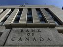 The Bank of Canada building is seen on Wellington Street in Ottawa, on Tuesday, May 31, 2022. The Bank of Canada will outline what it sees as the key vulnerabilities and risks to Canada's financial system later this morning.
