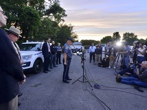 Washington County Sheriff Doug Mullendore prepares to speak at a news conference Thursday, June 9, 2022 in Smithsburg, Md. Authorities say an employee opened fire at a manufacturing business in western Maryland, leaving three coworkers dead and one other critically injured before the suspect and a state trooper were wounded in a shootout.