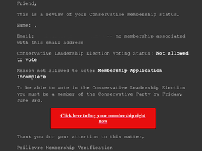 The Poilievre Membership Verification email is under fire for possibly misleading party members.
