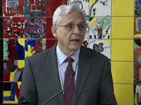 Attorney General Merrick Garland holds a news conference on Wednesday, June 15, 2022 in Buffalo, N.Y.  Payton Gendron, the white gunman who killed 10 Black people in a racist attack at a Buffalo supermarket was charged Wednesday with federal hate crimes that could potentially carry a death penalty. (US Network via AP, Pool)