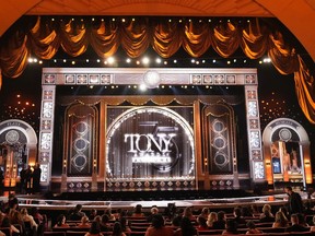 A view of the stage appears before the start of the 75th annual Tony Awards on Sunday, June 12, 2022, at Radio City Music Hall in New York.