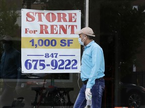 FILE - A Store For Rent sign is displayed at a retail property in Chicago, on June 20, 2020. As much as 20% of a federal pandemic relief program intended to help small businesses weather the COVID-19 outbreak is believed to have gone to fraudsters, while some 1.6 million applications for the loans may have been approved without even being evaluated. The program overseen by the U.S. Small Business Administration is one of the key targets of a Tuesday, June 14, 2022, congressional hearing that is expected to look more widely at the fraud that bedeviled many of the federal COVID-19 relief programs.