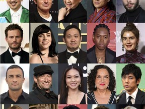 This combination of photos shows some of the new members named to the Academy of Motion Picture Arts and Sciences, top row from left, Andrew Ahn, Mariano Barroso, Lori Tan Chinn, Pawo Choyning Dorji, and Robin de Jesús, second row from left, Jamie Dornan, Billie Eilish, Ryusuke Hamaguchi , Jeremy O. Harris, and Gaby Hoffmann, third row from left, Amir Jadidi, Troy Kotsur, Adele Lim, Olga Merediz, and Hidetoshi Nishijima, bottom row from left, Finneas O'Connell, Jesse Plemons, Sheryl Lee Ralph, Kodi Smit-McPhee, and Anya Taylor-Joy. (AP Photo)