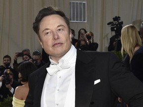 FILE - Elon Musk attends The Metropolitan Museum of Art's Costume Institute benefit gala celebrating the opening of the "In America: An Anthology of Fashion" exhibition on May 2, 2022, in New York.