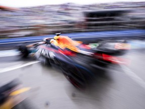 Red Bull Racing Max Verstappen of the Netherlands hits the track during the third practice session at the Formula One Canadian Grand Prix in Montreal, Saturday, June 18, 2022.