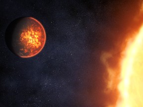 Illustration showing what exoplanet 55 Cancri e could look like, based on current understanding