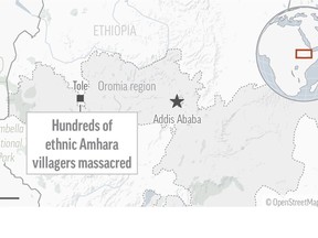 Hundreds of people were slaughtered in a village and its surroundings this month in the latest explosion of ethnic violence in Ethiopia.