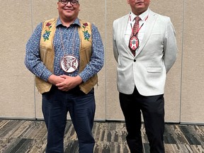 David Pratt (left) and Bobby Narcisse are co-chairing the National Assembly of Remote Communities at its inaugural meeting in Saskatoon this week. They are seen here in a handout photo on May 31, 2022.