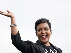 FILE - Atlanta Mayor Keisha Lance Bottoms arrives to speak during a drive-in rally for Democratic presidential candidate former Vice President Joe Biden at Cellairis Amphitheatre in Atlanta, Oct. 27, 2020. Bottoms is joining the Biden administration, replacing Cedric Richmond as head of the office of public engagement.