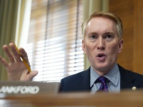 FILE - Sen. James Lankford, R-Okla., speaks during a Senate Energy and Natural Resources Committee hearing May 19, 2022, on Capitol Hill in Washington. Before Lankford became a leading voice for conservative causes on Capitol Hill, he spent more than a decade as the director of youth programming at the Falls Creek Baptist Conference Center, a sprawling campground about 80 miles south of Oklahoma City that attracts more than 50,000 campers in grades six through 12 each year.