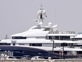 The Nirvana, a sleek 88-meter-long superyacht worth about $300 million, owned by Vladimir Potanin, head of the world's largest refined nickel and palladium producer in Russia, is docked at Port Rashid terminal in Dubai, United Arab Emirates, Tuesday, June 28, 2022. Potanin, the man considered to be the wealthiest oligarch in Russia, joins a growing list of those transferring -- or, sailing -- their prized assets to Dubai as the West tightens its massive sanctions program. Potanin may not be sanctioned by the United States or Europe yet; such sanctions could roil metal markets and potentially disrupt supply chains, experts say.