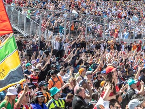 Crowds gather to watch the Canadian Grand Prix, in Montreal on June 19.