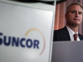 Suncor president and CEO Mark Little prepares to address the company's annual meeting in Calgary, Alta., Thursday, May 2, 2019. Suncor Energy says Little has stepped down as president and chief executive officer and resigned from the board of directors, effective immediately.