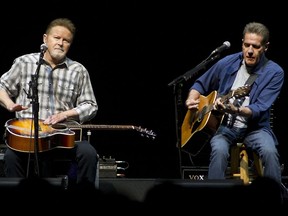 Glenn Frey and Don Henley performing during a concert by the legendary rockband 'Eagles' at the Ziggo Dome in Amsterdam, the Netherlands.