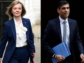 Liz Truss, left, Rishi Sunak, the two remaining candidates for leadership of the U.K. Conservative party.